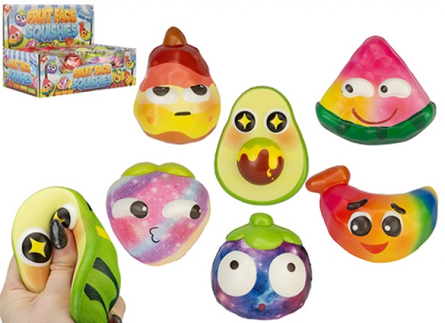 SQUISHY FRUIT FACE Faccine Frutta 12cm In espo da 12pz 6ass…x12…x96